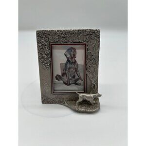 Rawcliffe pewter 1990 picture frame statue of a Dog 4.25 x 3.25
